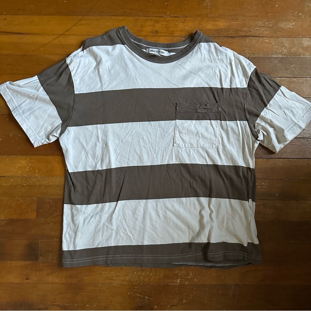 Urban Outfitters Brown and White Striped Tee
